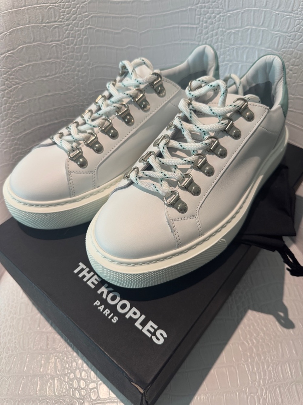 The Kooples Women’s White Leather Platform Sneakers